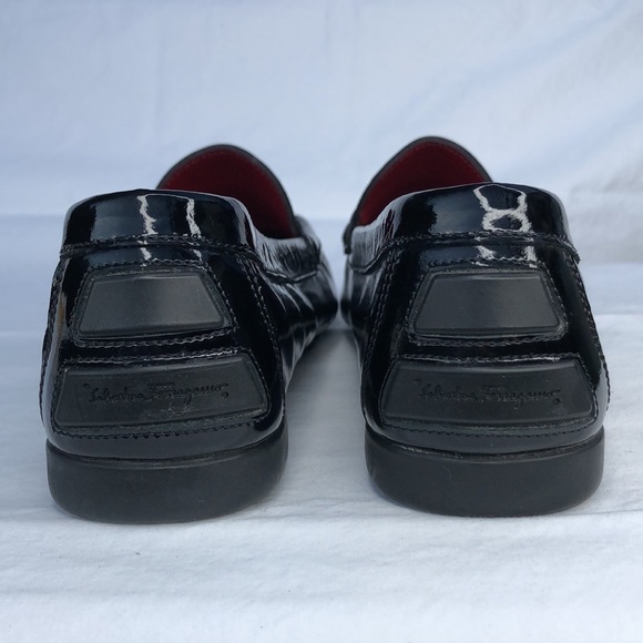 Salvatore Ferragamo Black Patent Leather Penny Loafer/Moccasin, Nero Calf - Picture 9 of 15